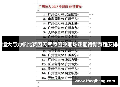 恒大与力帆比赛因天气原因改期球迷期待新赛程安排